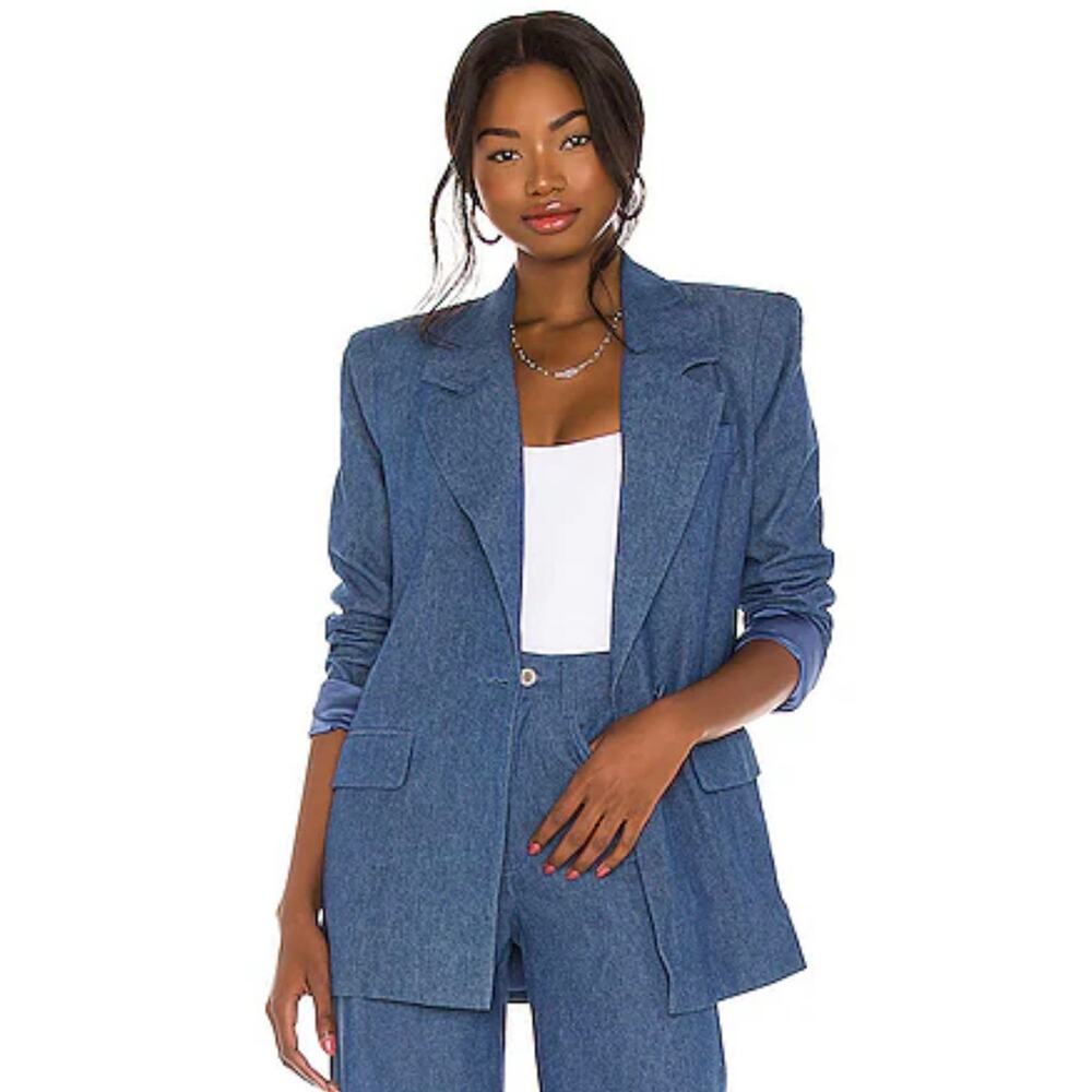 WeWoreWhat Downtown Blazer Jacket Houston Blue XS Structure Shoulders